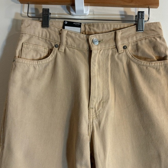 MONKL Sz 27 YOKO Jeans Pants Wide Leg High Rise in Beige NEW WITH TAGS - Picture 4 of 10